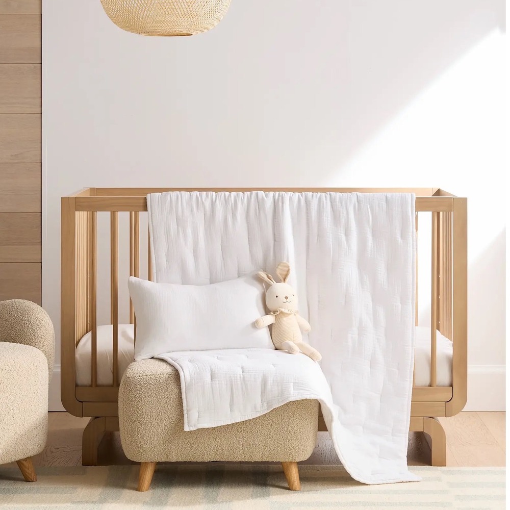 NEW Quince Organic Cotton Gauze Toddler Quilt Blanket White Nursery Kids Bedding